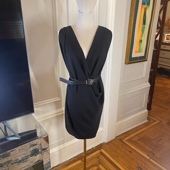 James LaCroix Cowl Shift Dress Black Size M, Draped Overlay Dress - Picture 8 of 10